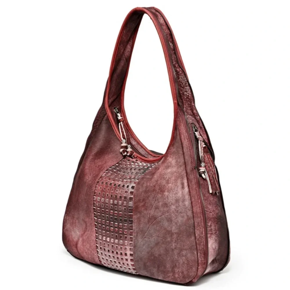 Old Trend Women's Genuine Leather Dorado Expandable Hobo Bag NWT - Picture 3 of 17